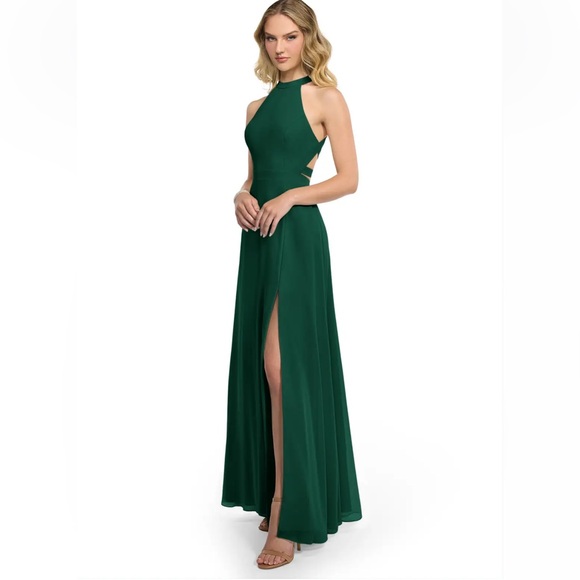 Azazie Clarice sz A18 dark green satin bridesmaid prom formal dress NWT - Picture 2 of 12